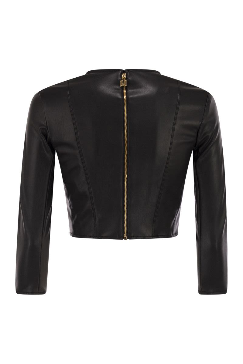 ELISABETTA FRANCHI Chic Cropped Top with Removable Necklace and Charm