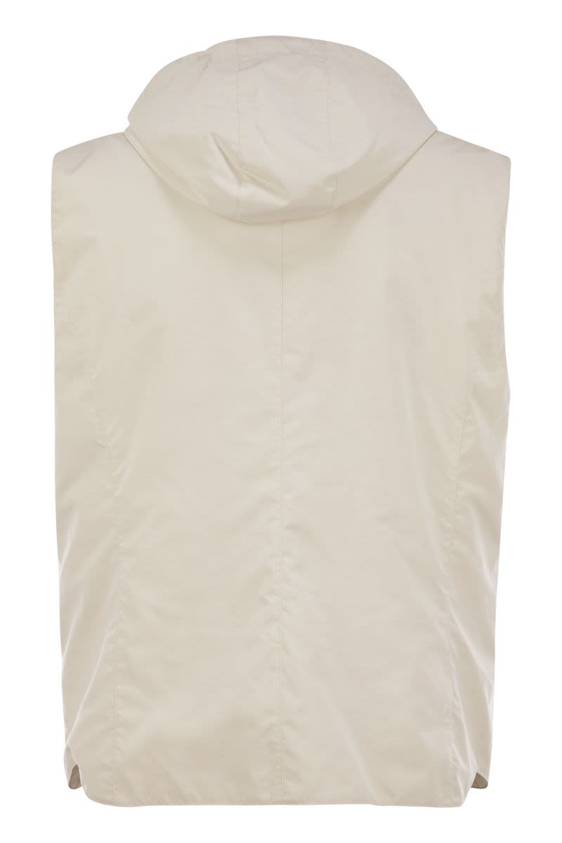 BRUNELLO CUCINELLI Water-Repellent Microfiber Vest with Detachable Hood