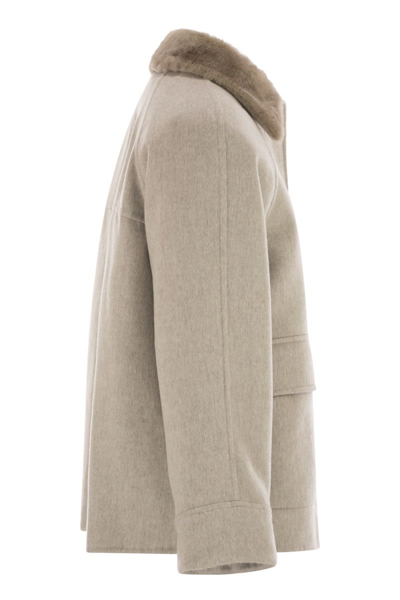 BRUNELLO CUCINELLI Cashmere Outerwear with Fur Collar for Women