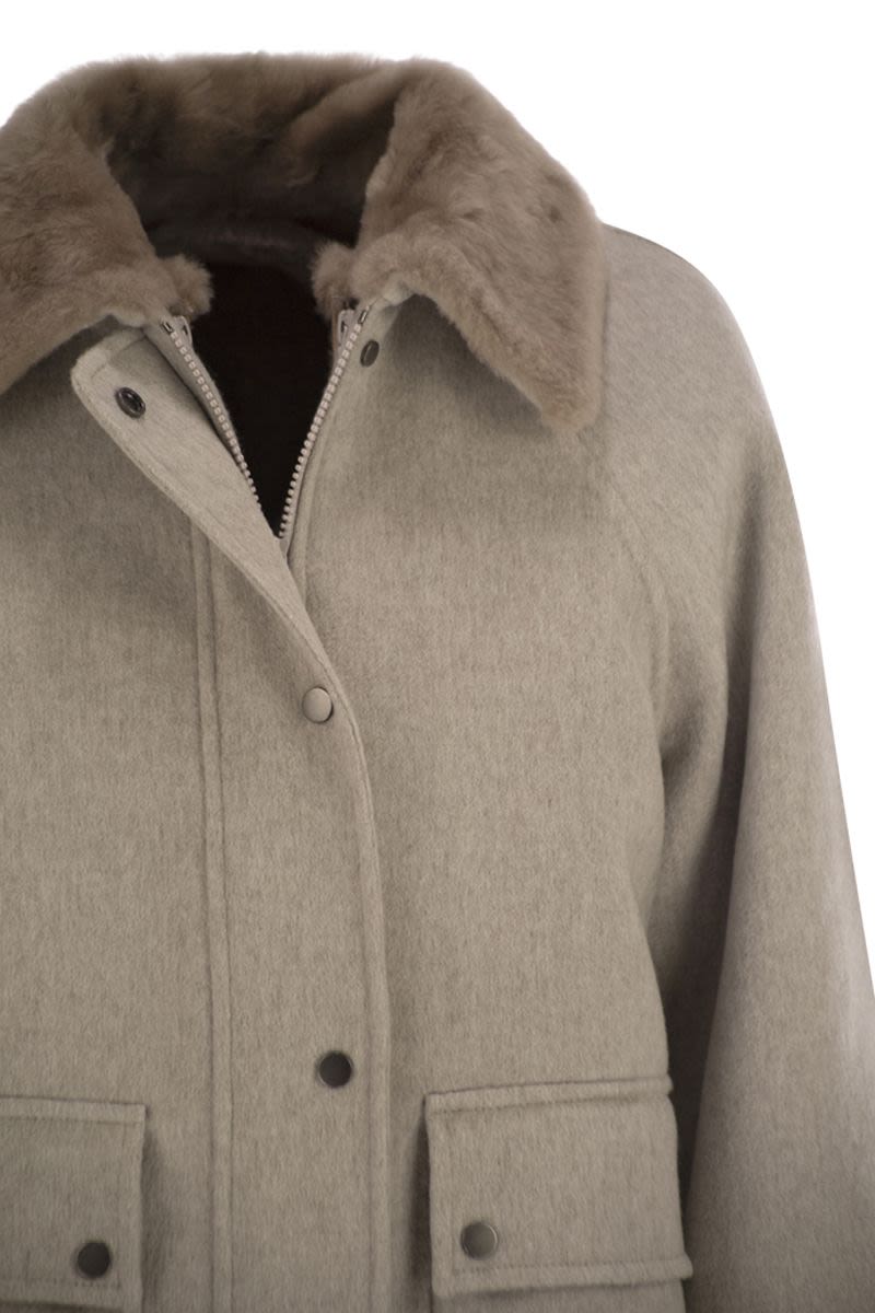 BRUNELLO CUCINELLI Cashmere Outerwear with Fur Collar for Women