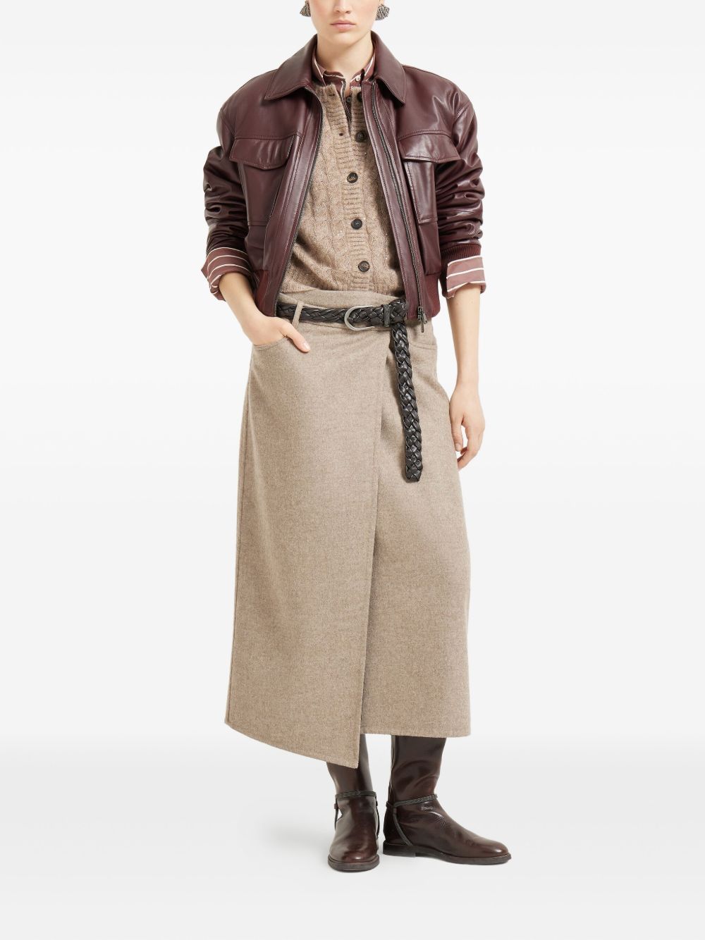BRUNELLO CUCINELLI Asymmetrical Wrap Skirt for Women - FW25