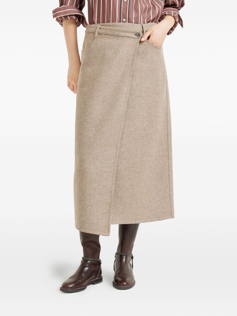 BRUNELLO CUCINELLI Asymmetrical Wrap Skirt for Women - FW25