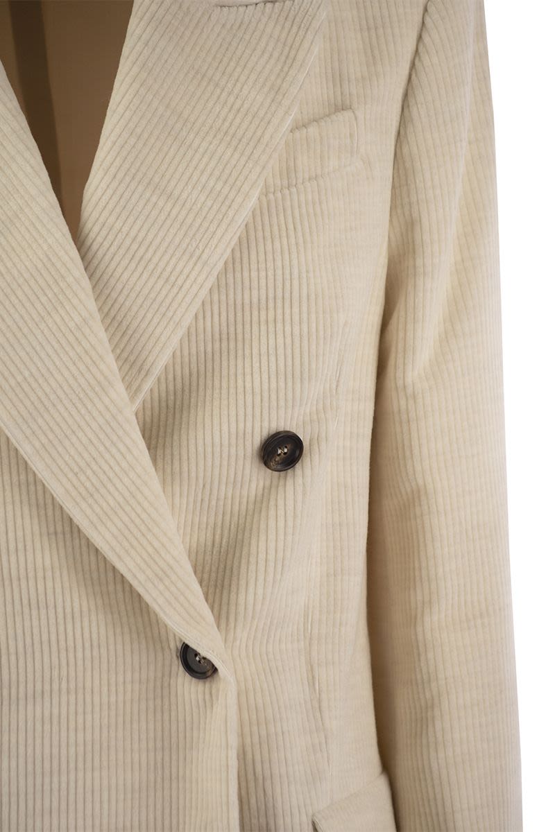 BRUNELLO CUCINELLI Chic Viscose and Cotton Corduroy Jacket with Necklace