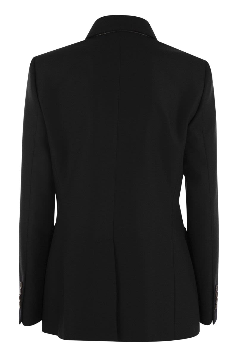 BRUNELLO CUCINELLI Wool and Cashmere Jacket with Neckline Jewel