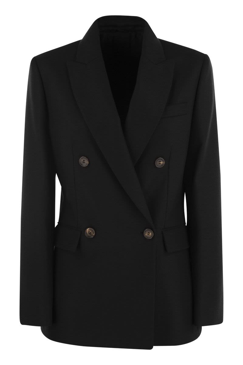 BRUNELLO CUCINELLI Wool and Cashmere Jacket with Neckline Jewel