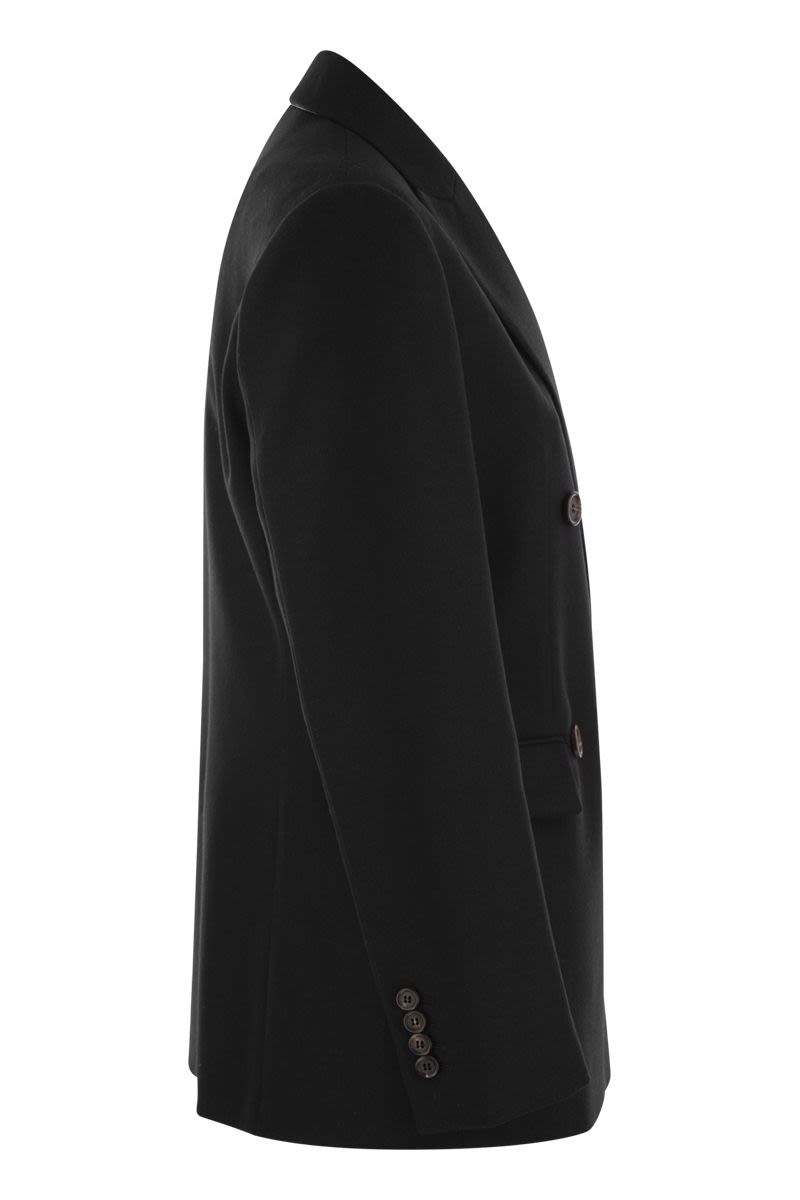 BRUNELLO CUCINELLI Wool and Cashmere Jacket with Neckline Jewel