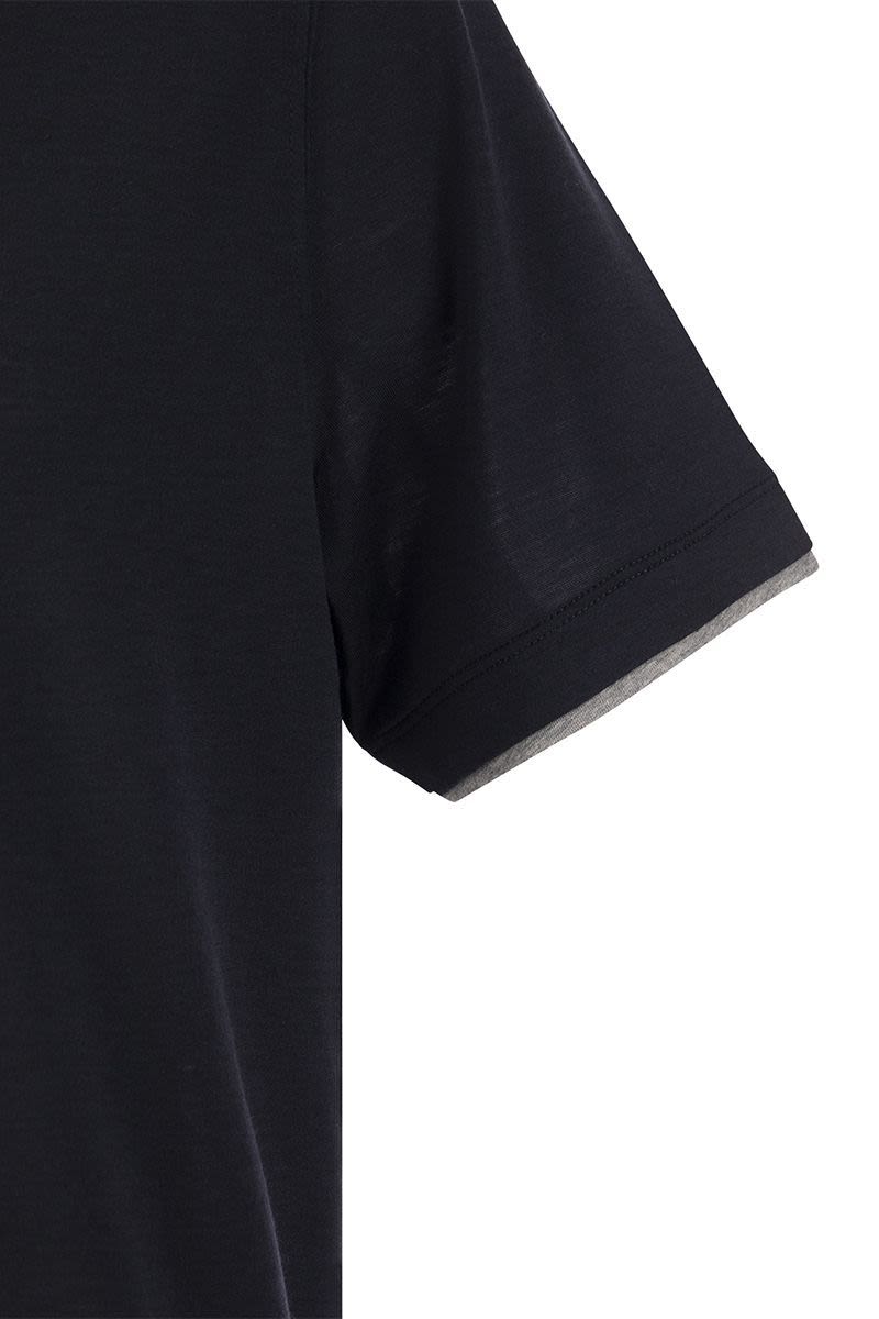 BRUNELLO CUCINELLI Silk and Cotton T-Shirt with Layered Design