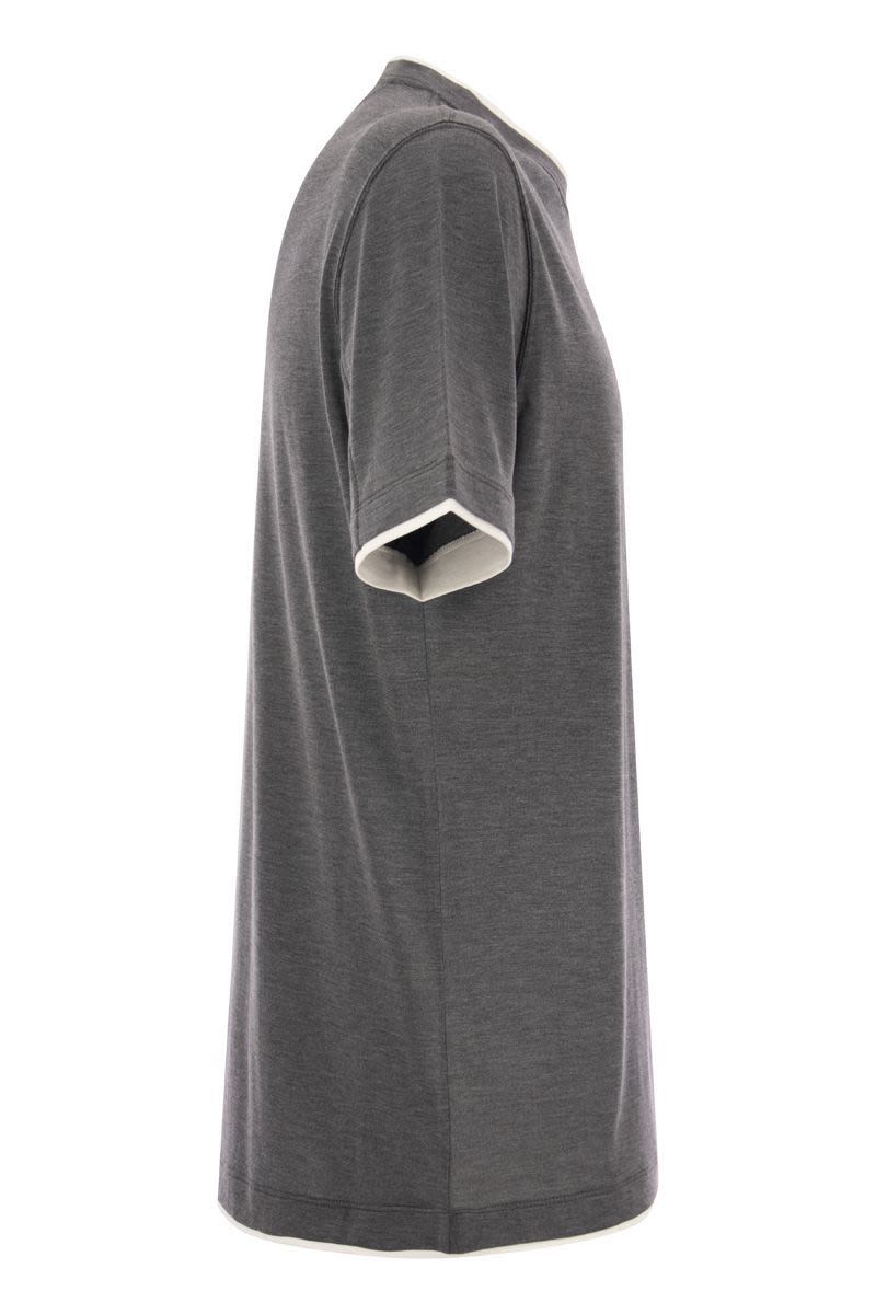 BRUNELLO CUCINELLI Men's Silk and Cotton Contrast Layer T-Shirt