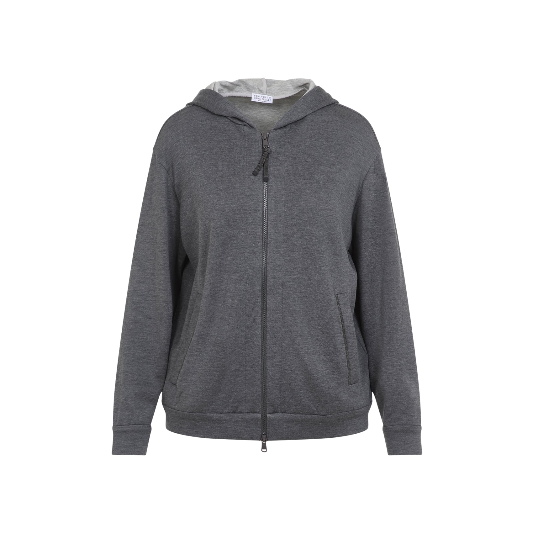 BRUNELLO CUCINELLI Cotton-Silk Hoodie with Jewel Embellishments