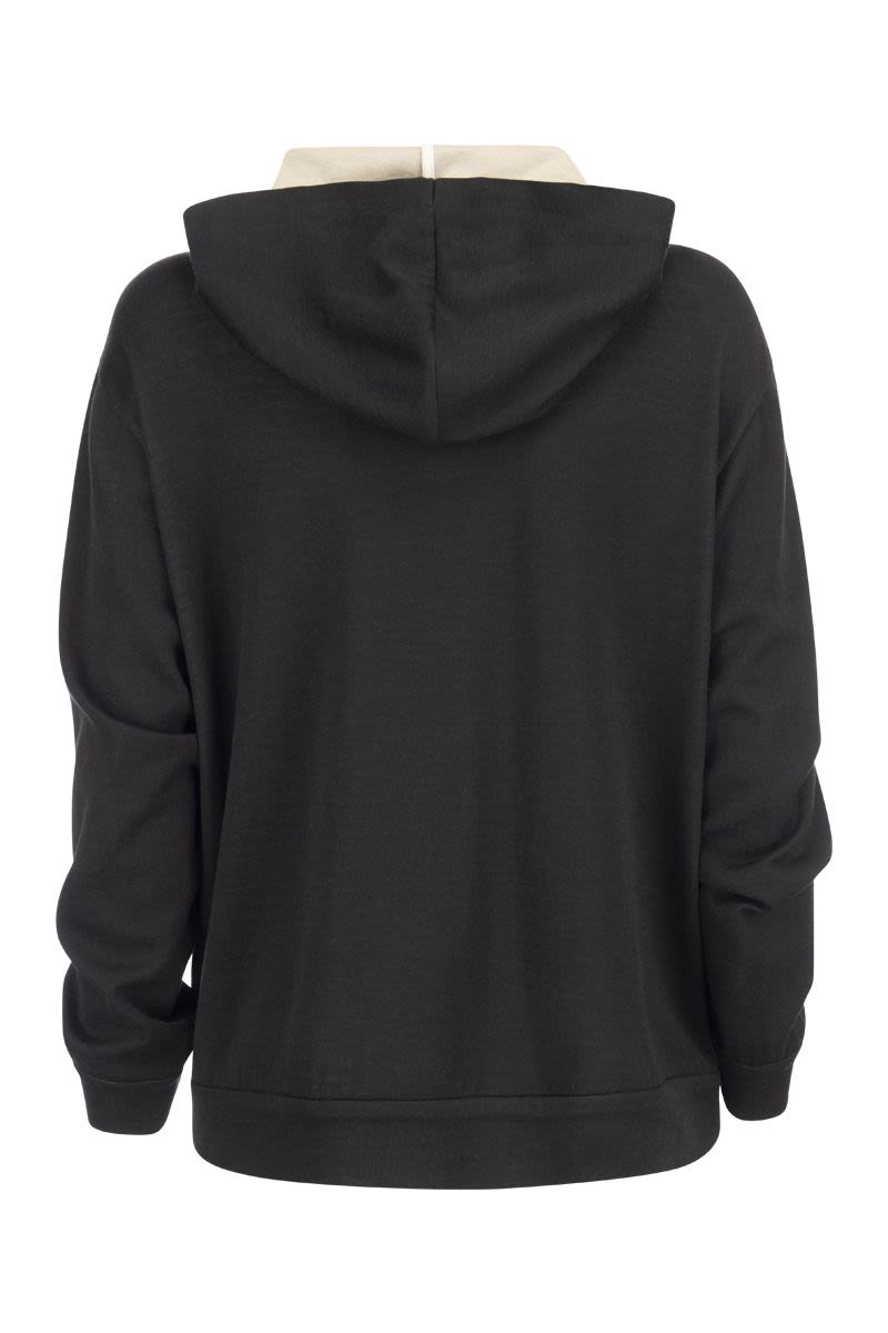 BRUNELLO CUCINELLI Luxury Cotton-Silk Hooded Sweatshirt with Embellishments