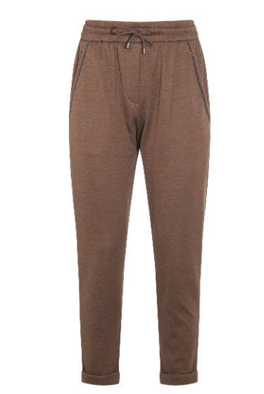 BRUNELLO CUCINELLI Cotton Silk Trousers with Elastic Waistband