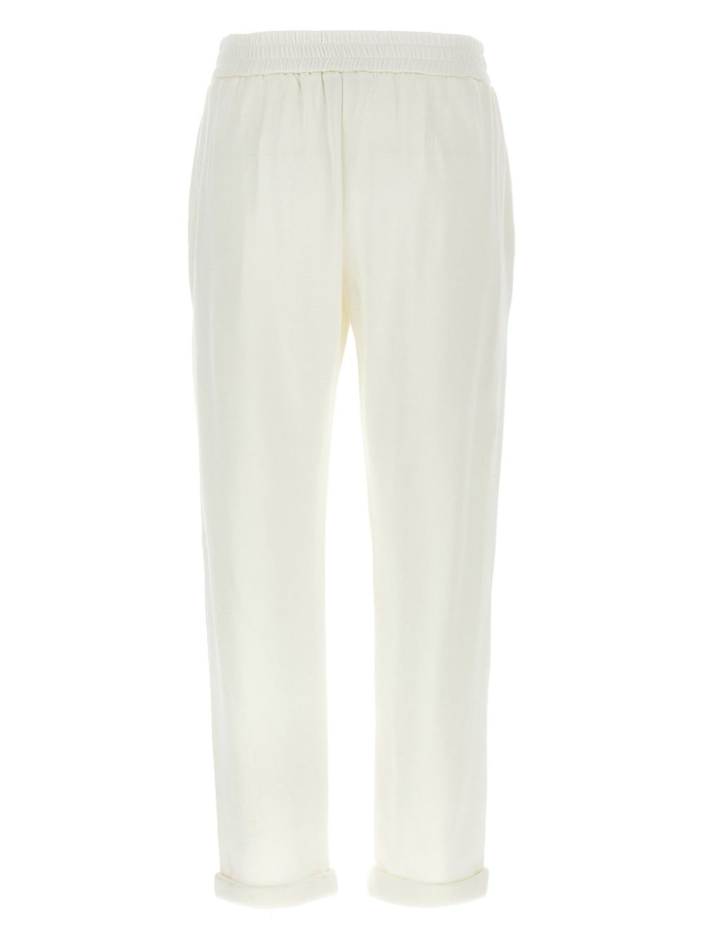 BRUNELLO CUCINELLI Cotton and Silk Blend Trousers with Drawstring Waist - Women