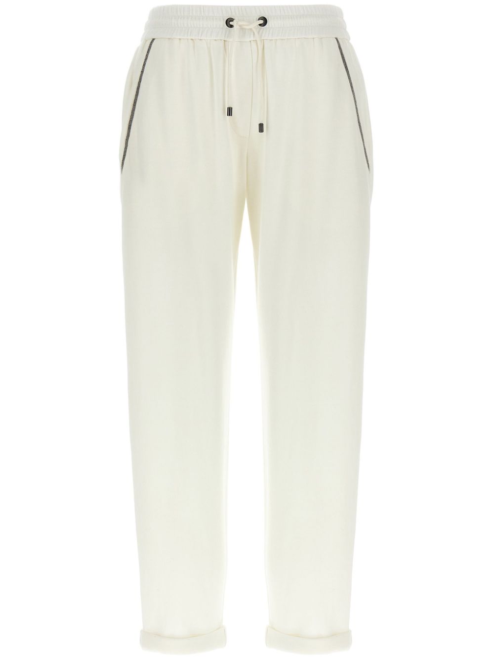 BRUNELLO CUCINELLI Cotton and Silk Blend Trousers with Drawstring Waist - Women