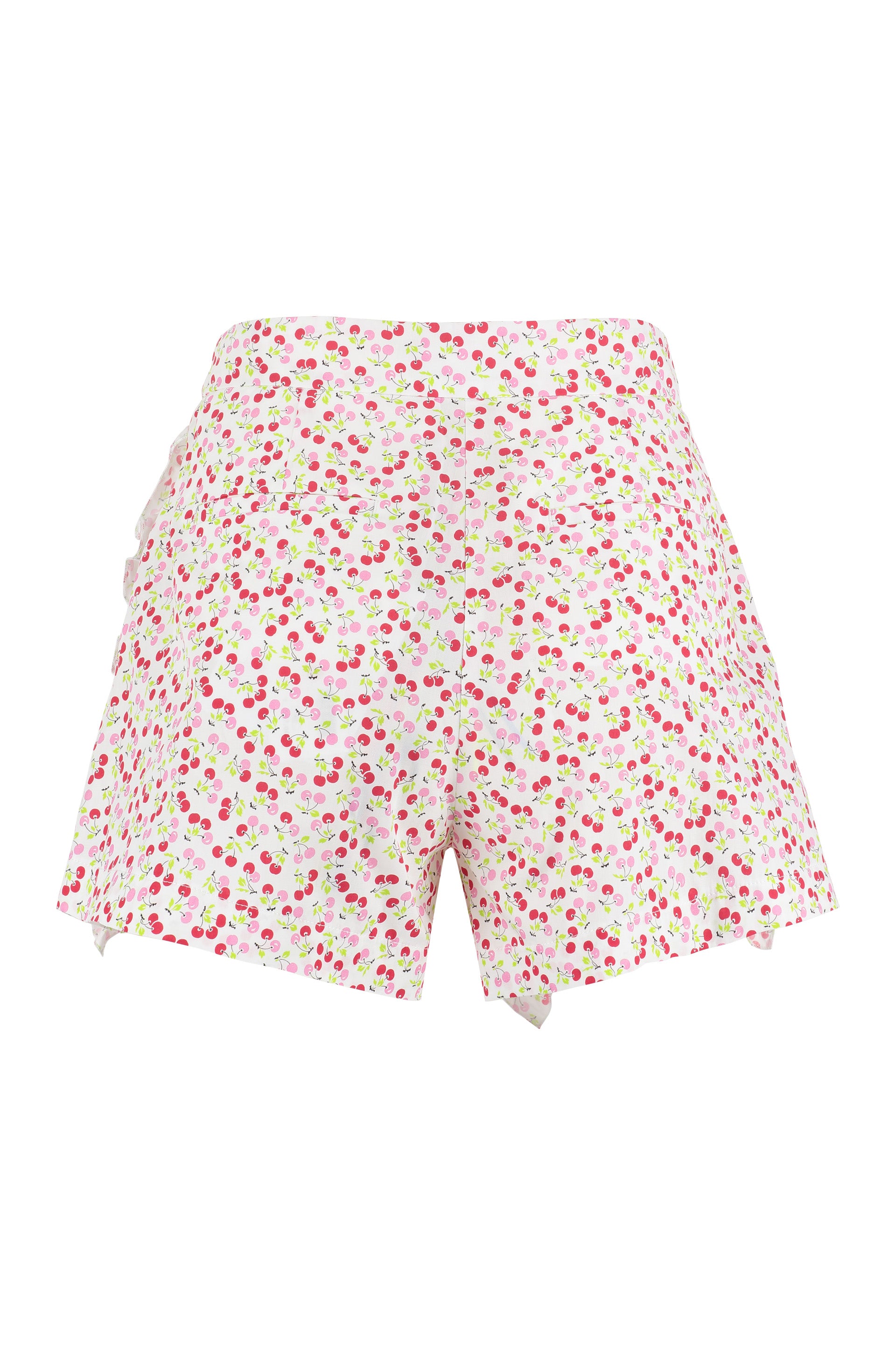 MSGM Women's Printed Cotton Shorts with Front Ruffles