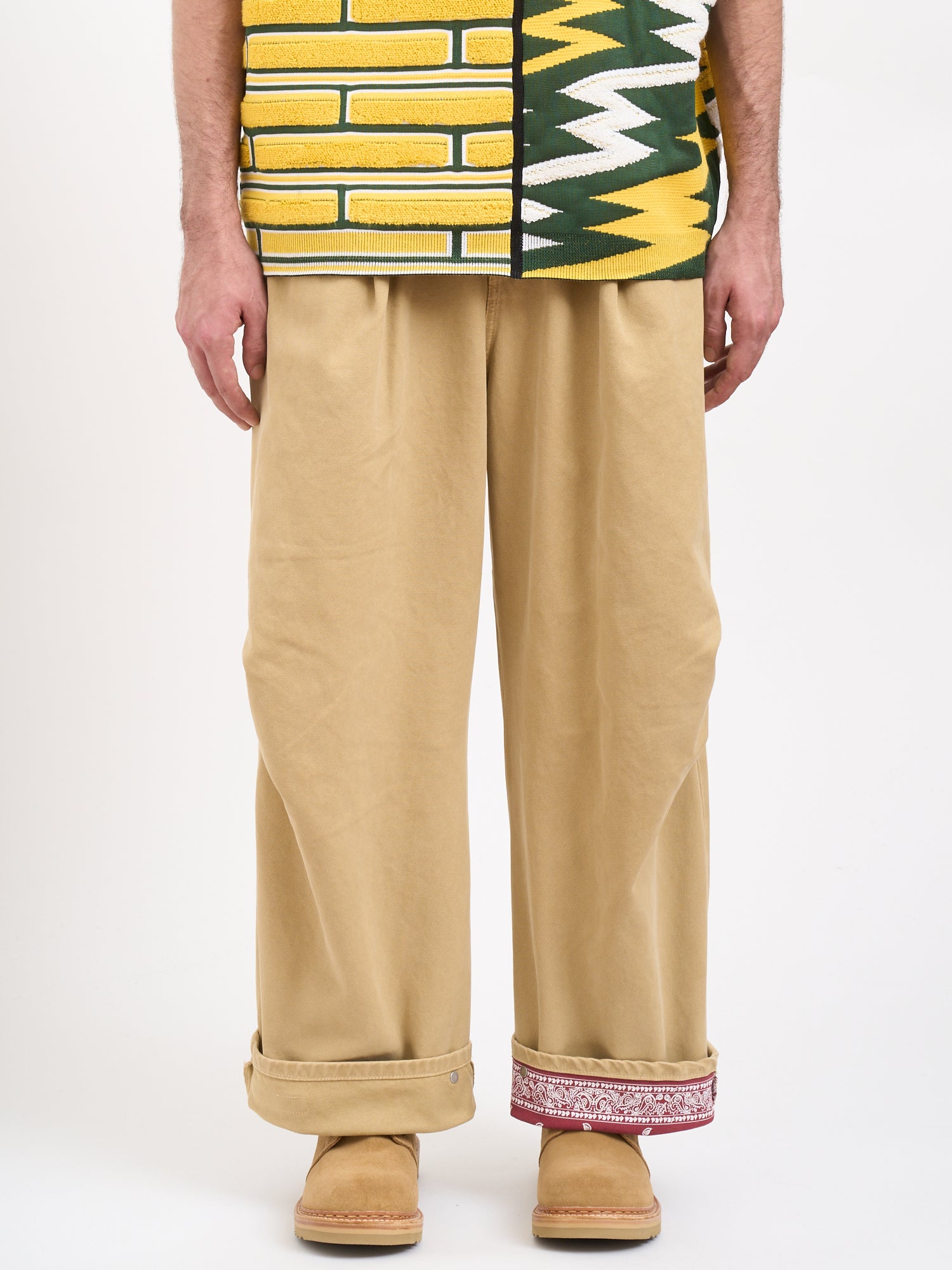 PDF Wide Leg Trousers with Bandana Cuffs - Size 32