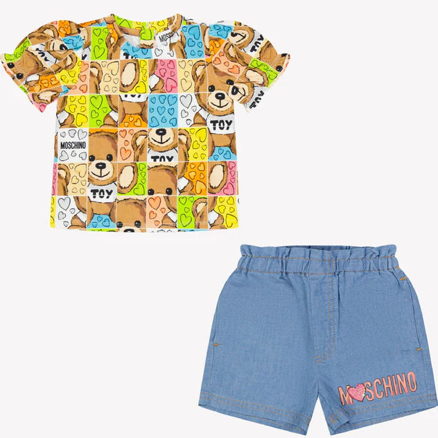 MOSCHINO KIDS Multicolour Cotton-Lycra-Linen Dress for Girls