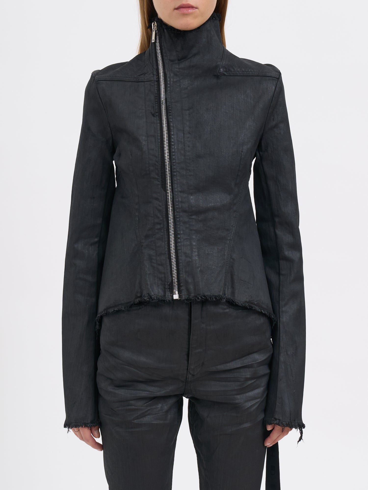 DRKSHDW Waxed Denim High Neck Slim Fit Jacket