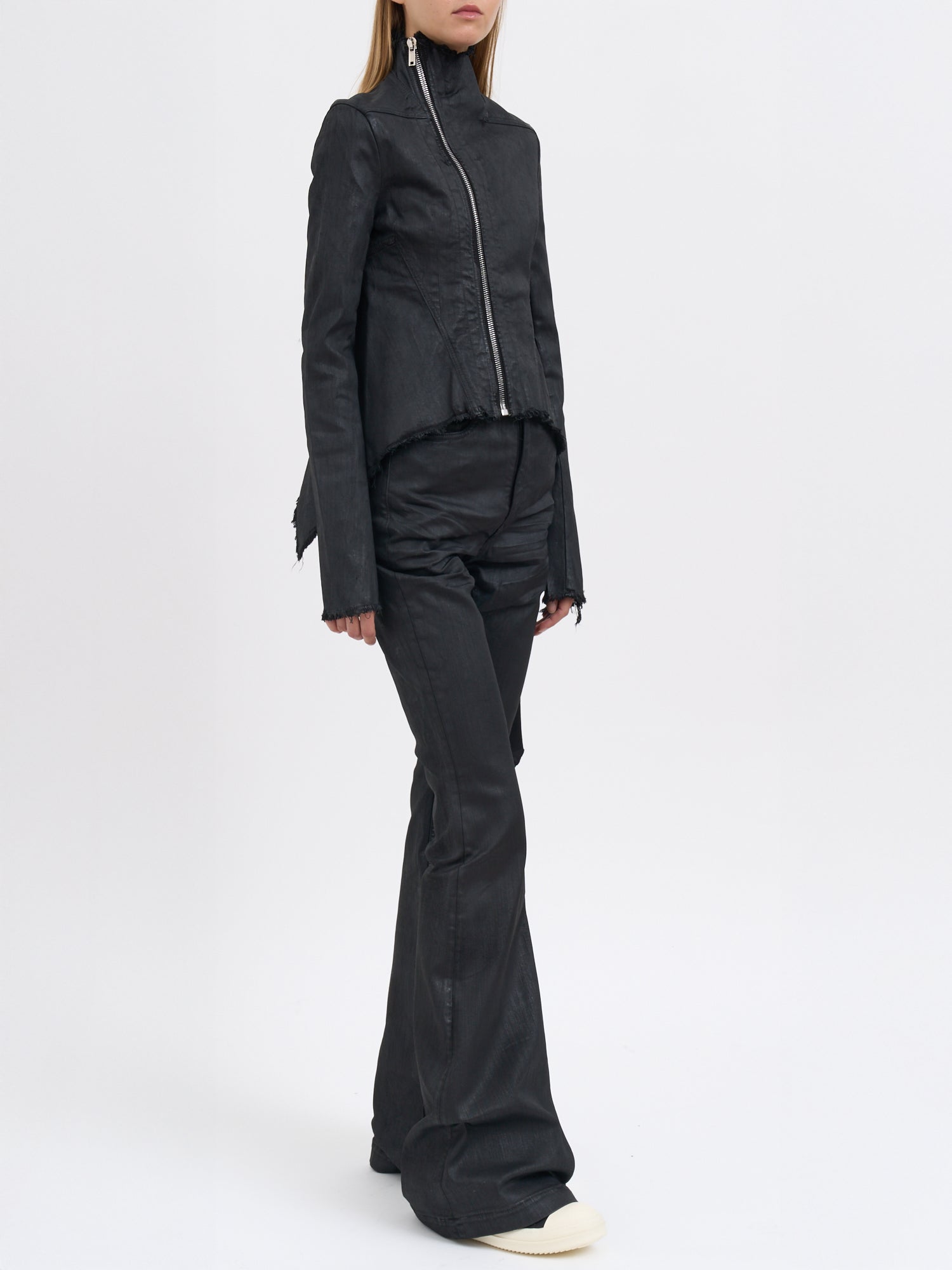 DRKSHDW Waxed Denim High Neck Slim Fit Jacket