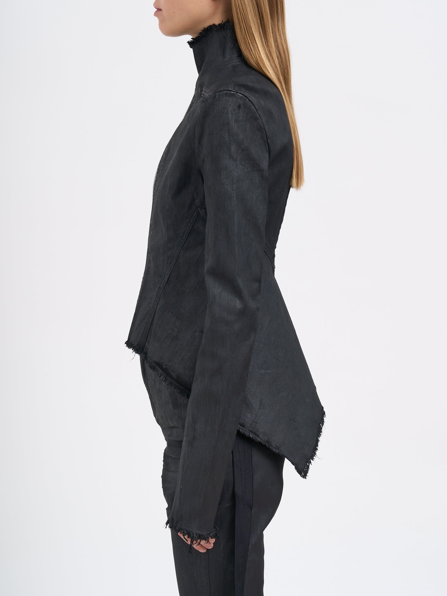 DRKSHDW Waxed Denim High Neck Slim Fit Jacket