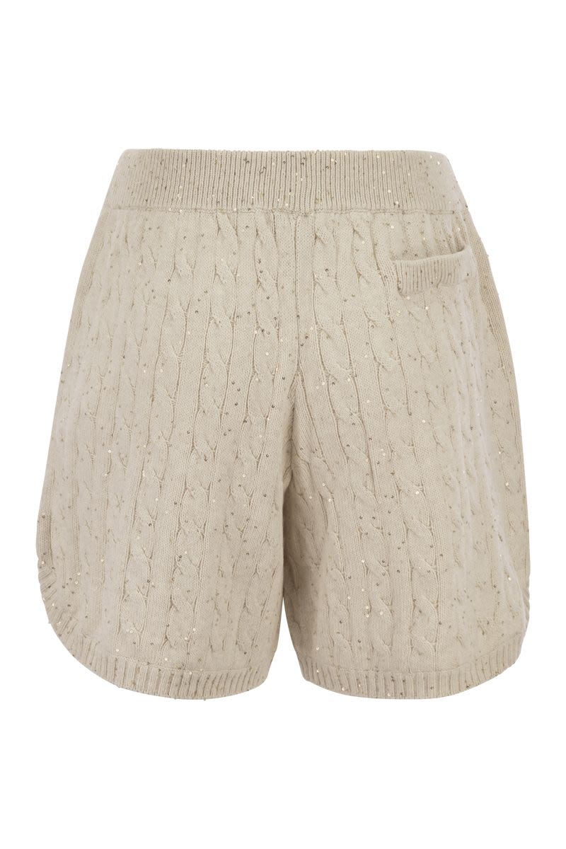 BRUNELLO CUCINELLI Cotton Knit Mini Shorts with Sequins