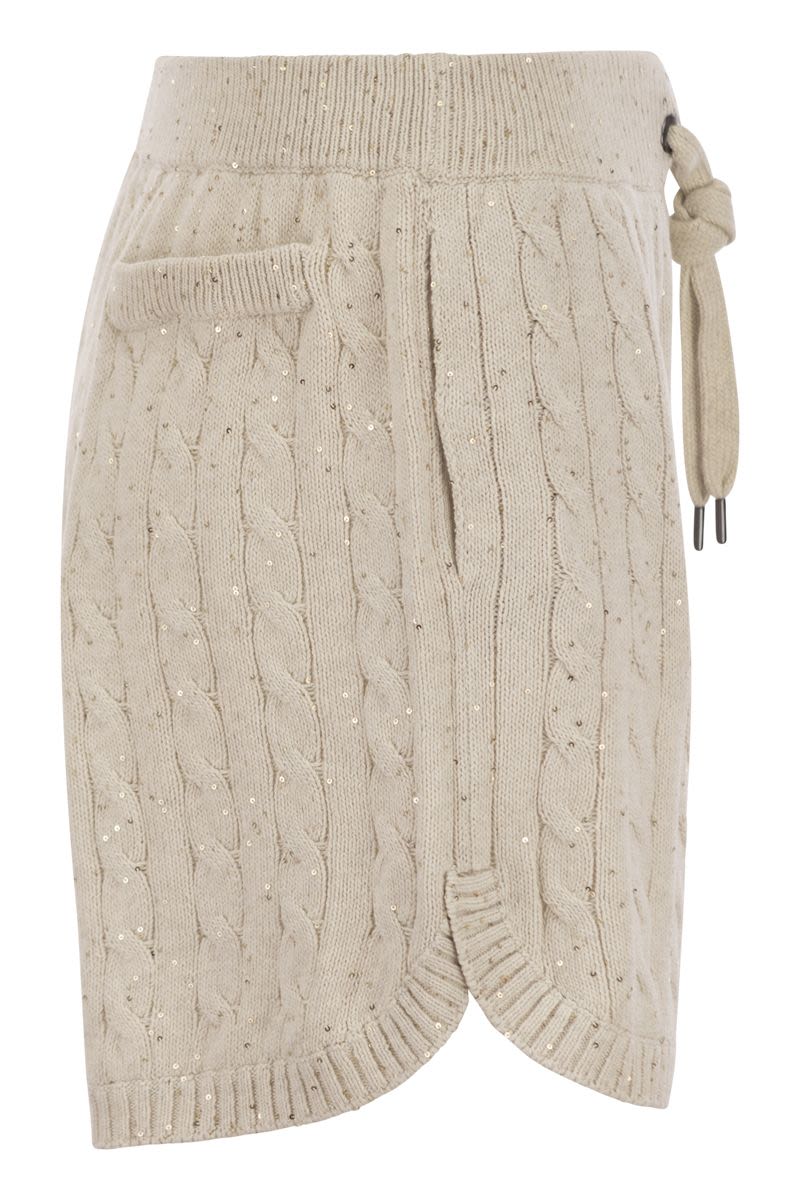 BRUNELLO CUCINELLI Cotton Knit Mini Shorts with Sequins