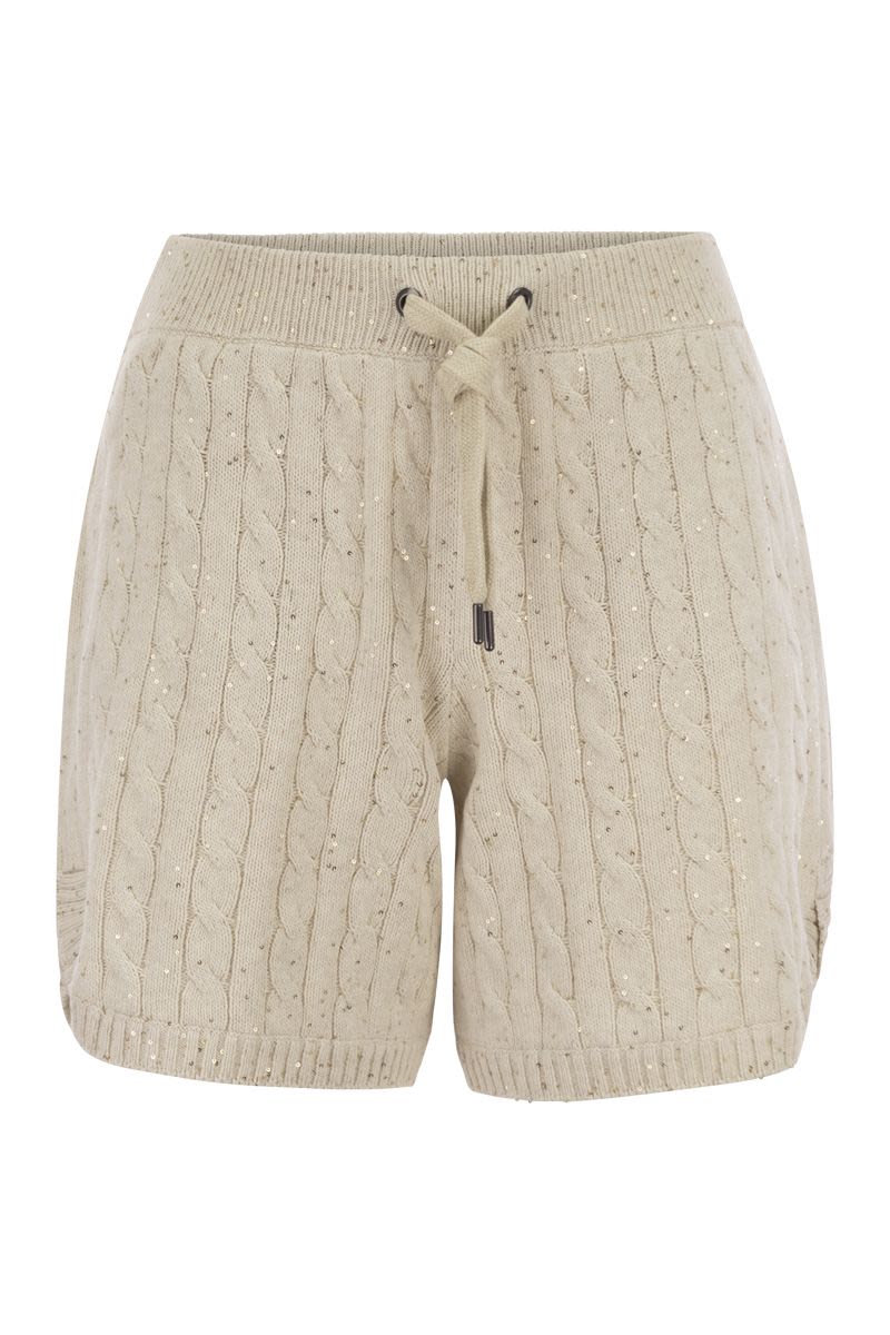 BRUNELLO CUCINELLI Cotton Knit Mini Shorts with Sequins