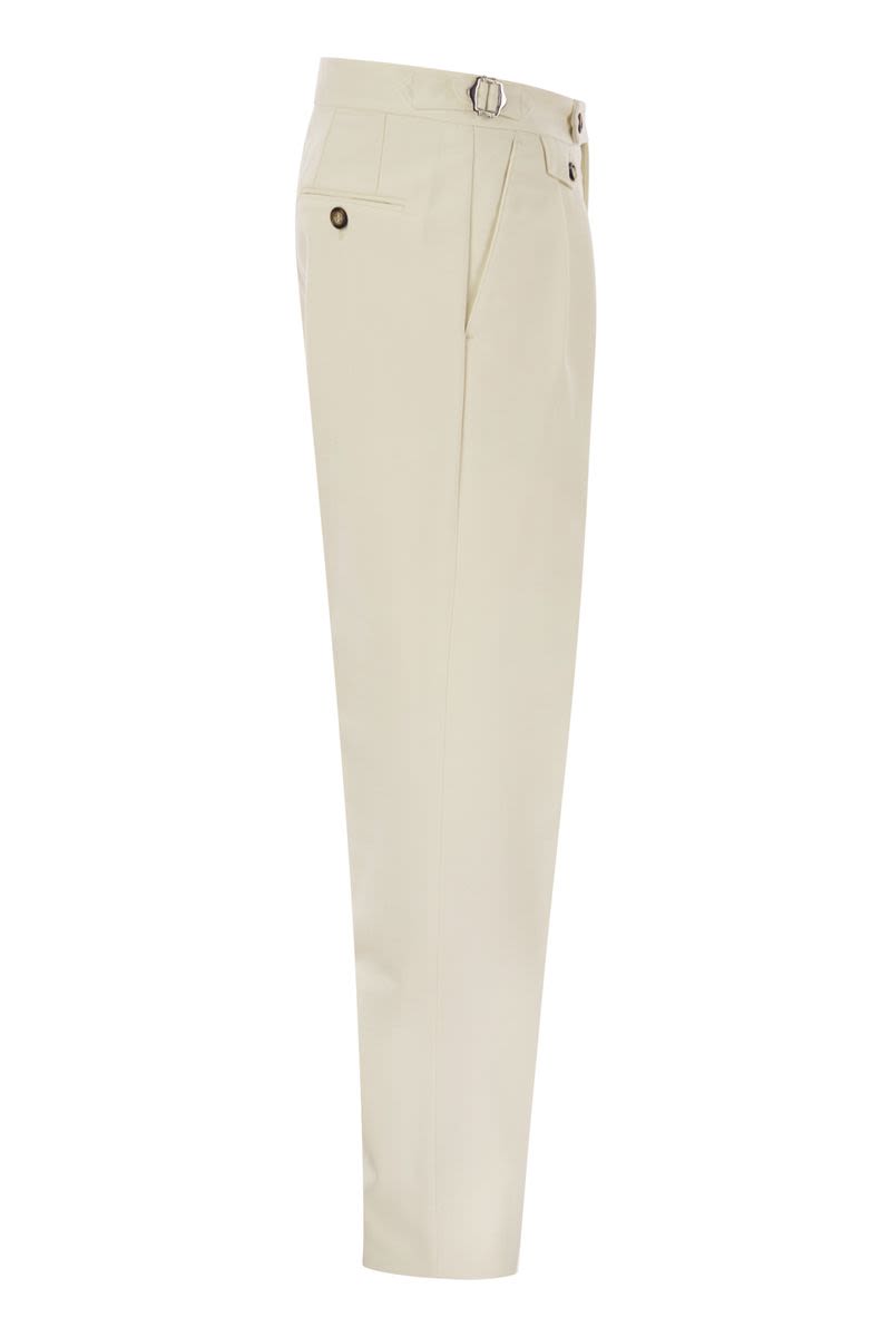 BRUNELLO CUCINELLI Tailor-Fit Trousers with Double Inverted Darts and Side Buckles