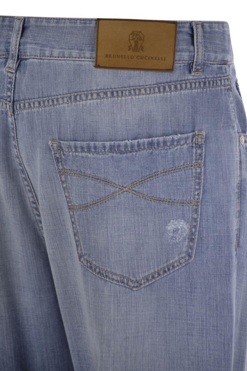 BRUNELLO CUCINELLI Lightweight Five-Pocket Leisure Fit Trousers with Handmade Rips