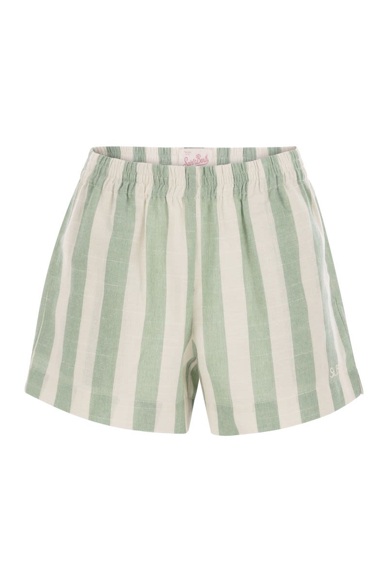 MC2 SAINT BARTH Striped Cotton Mini Shorts for Women