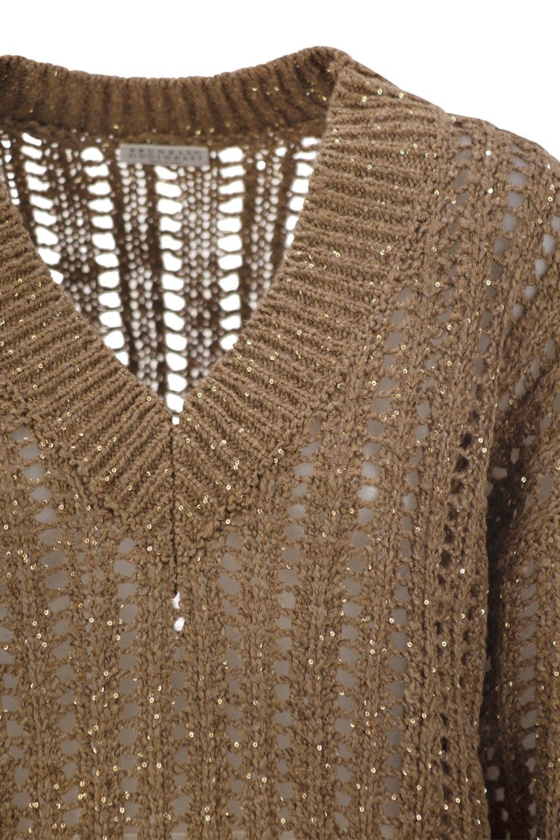 BRUNELLO CUCINELLI Silk and Linen V-Neck Sweater