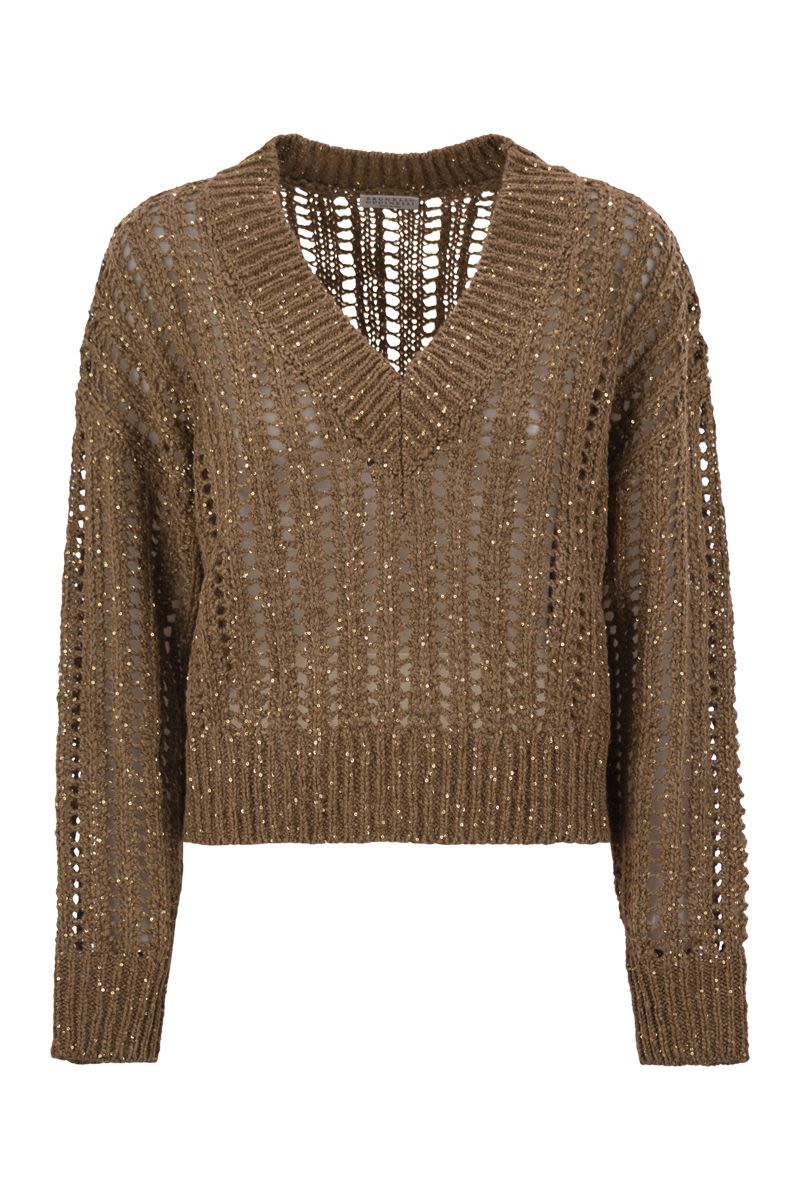 BRUNELLO CUCINELLI Silk and Linen V-Neck Sweater