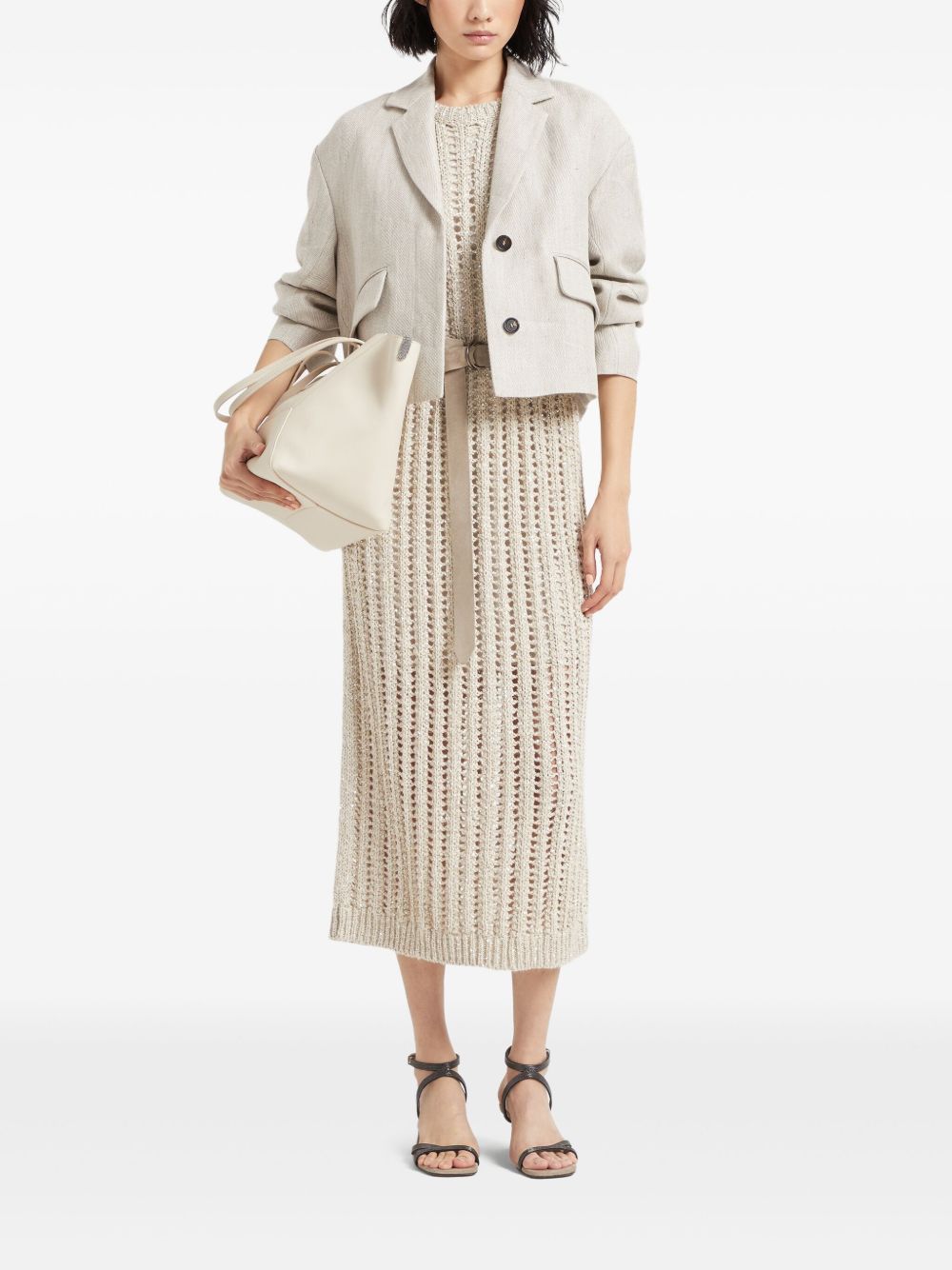 BRUNELLO CUCINELLI Belted Waist Hemp Dress for Women