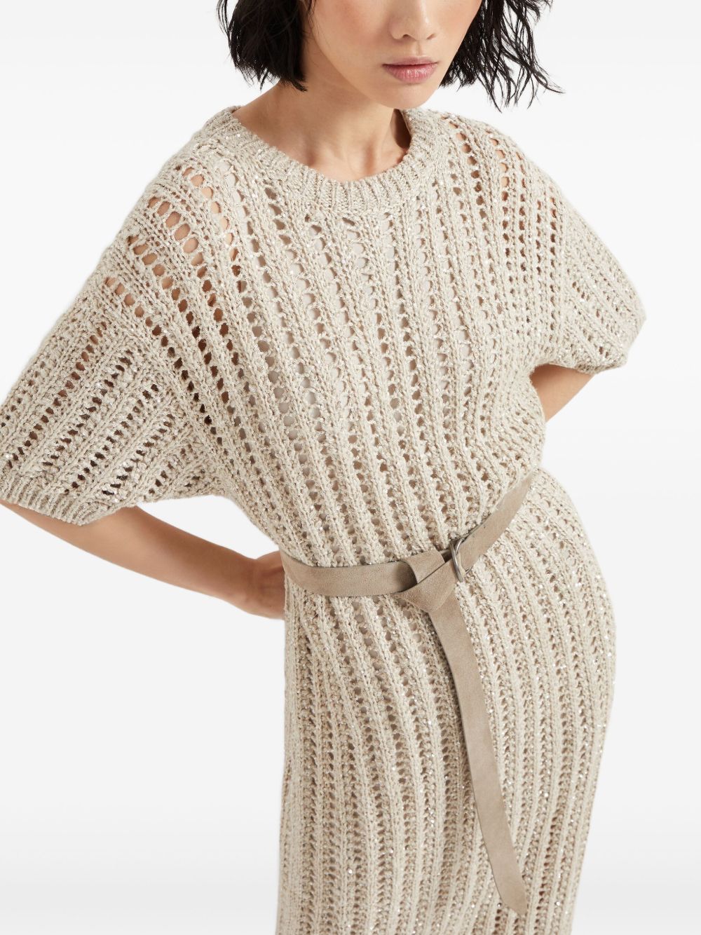 BRUNELLO CUCINELLI Belted Waist Hemp Dress for Women