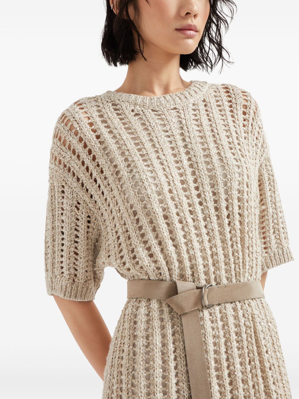 BRUNELLO CUCINELLI Belted Waist Hemp Dress for Women