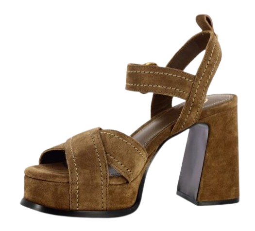 ASH Leather Almond Toe Side Zip Sandals with Mid Block Heel