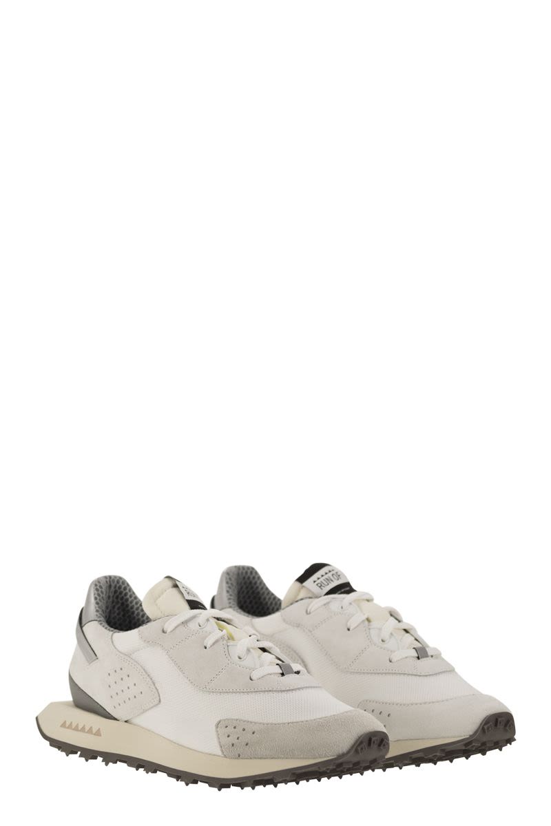 RUN OF Sneaker with Suede and Nylon Combo - 4 cm Elevated Sole