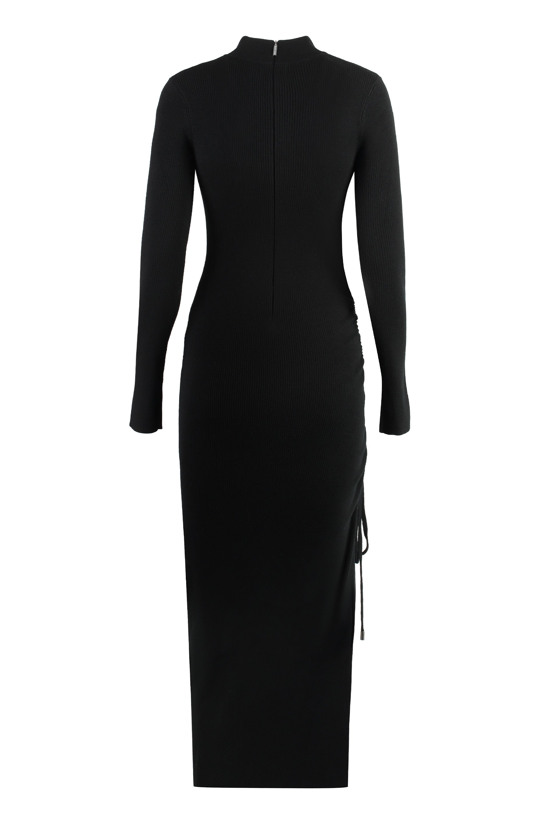 MICHAEL MICHAEL KORS Wool Dress with Gathered Side Hem and Slit