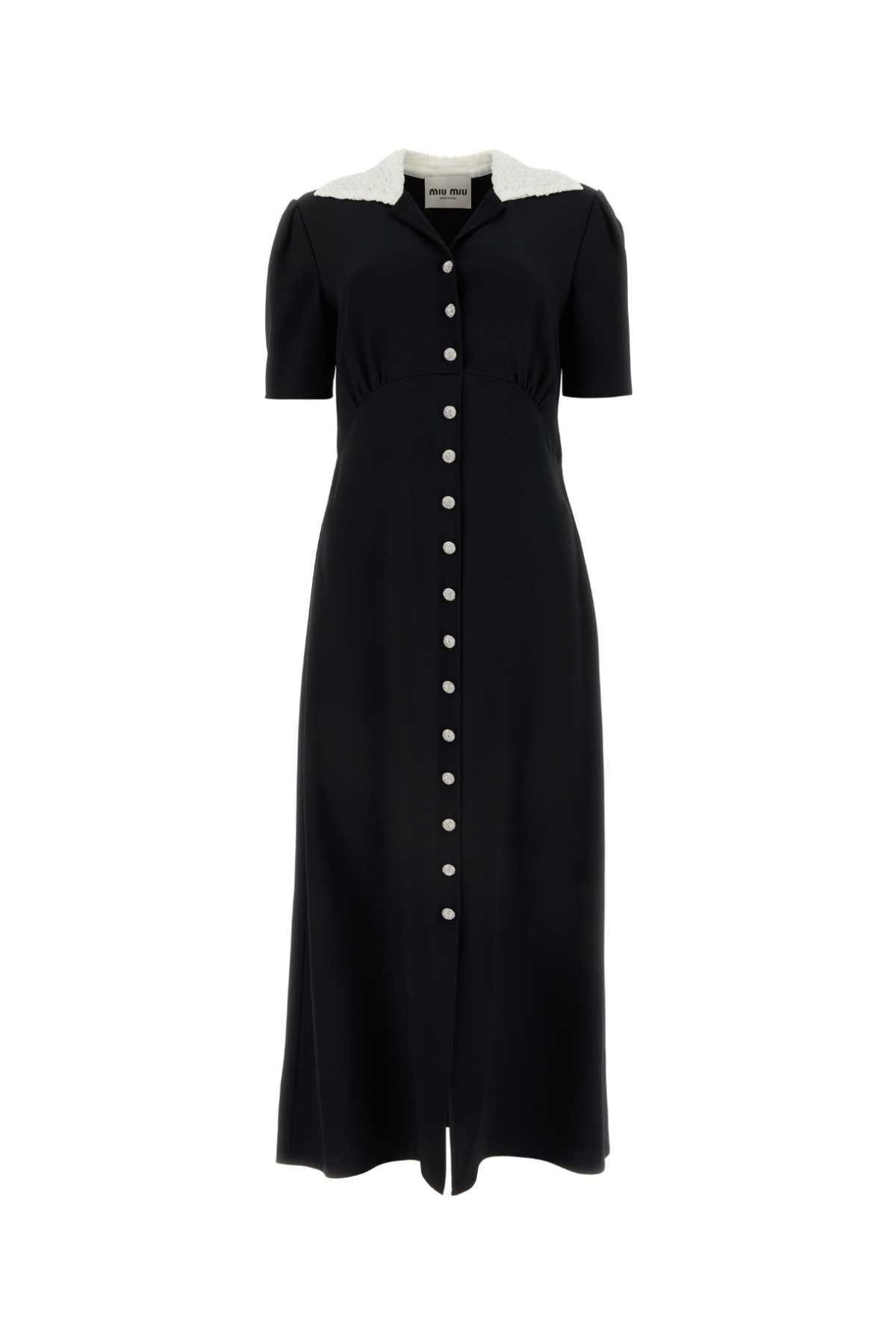MIU MIU Elegant Mini Crepe Shirt Dress for Women - SS24