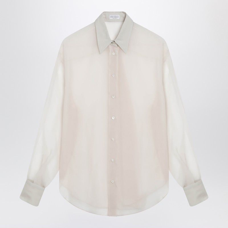 BRUNELLO CUCINELLI Crispy Silk Shirt with Monile Detail for Women