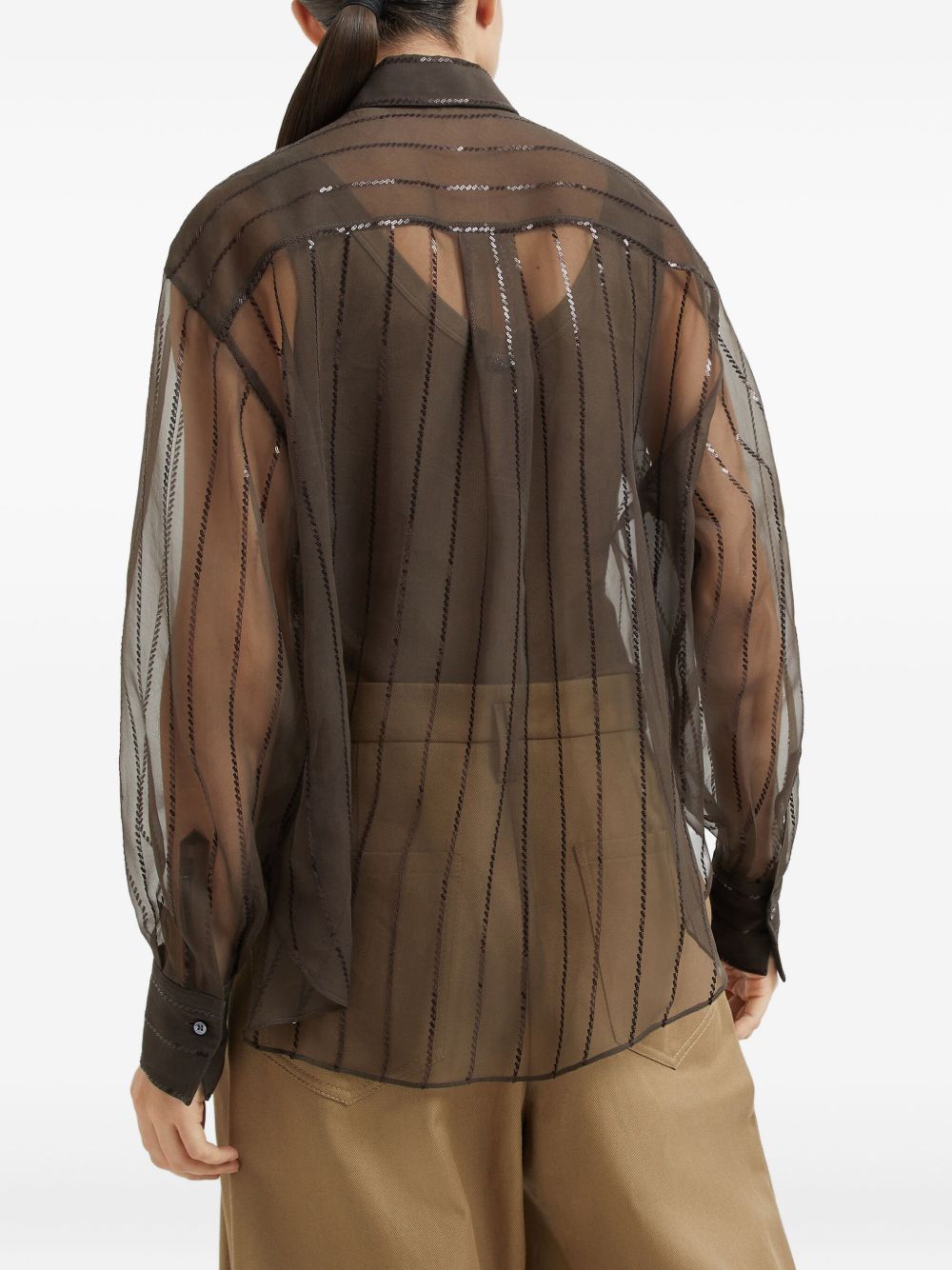 BRUNELLO CUCINELLI Long Sleeve Silk Shirt