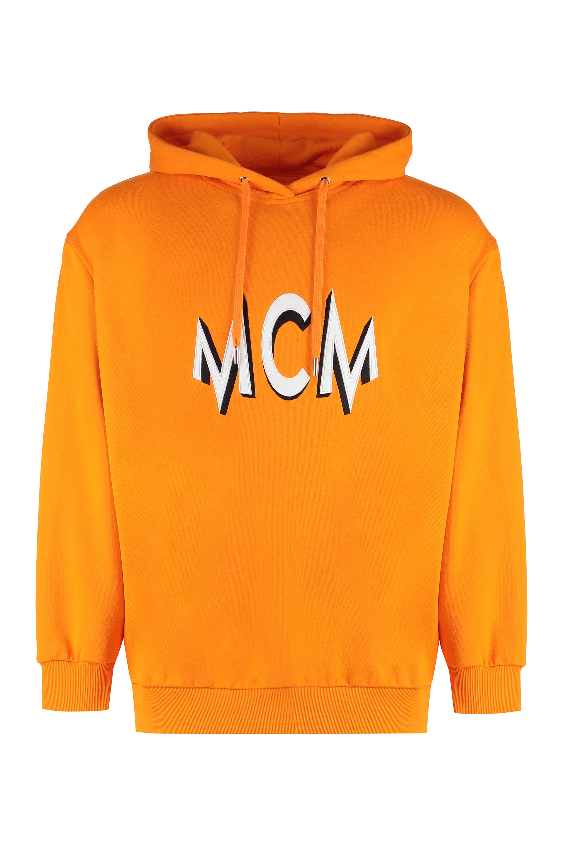 MCM Men's Cotton Hoodie with Ribbed Edges and Back Maxi Print