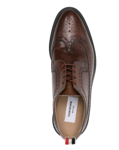 THOM BROWNE Men's Longwing Round-Toe Leather Brogues