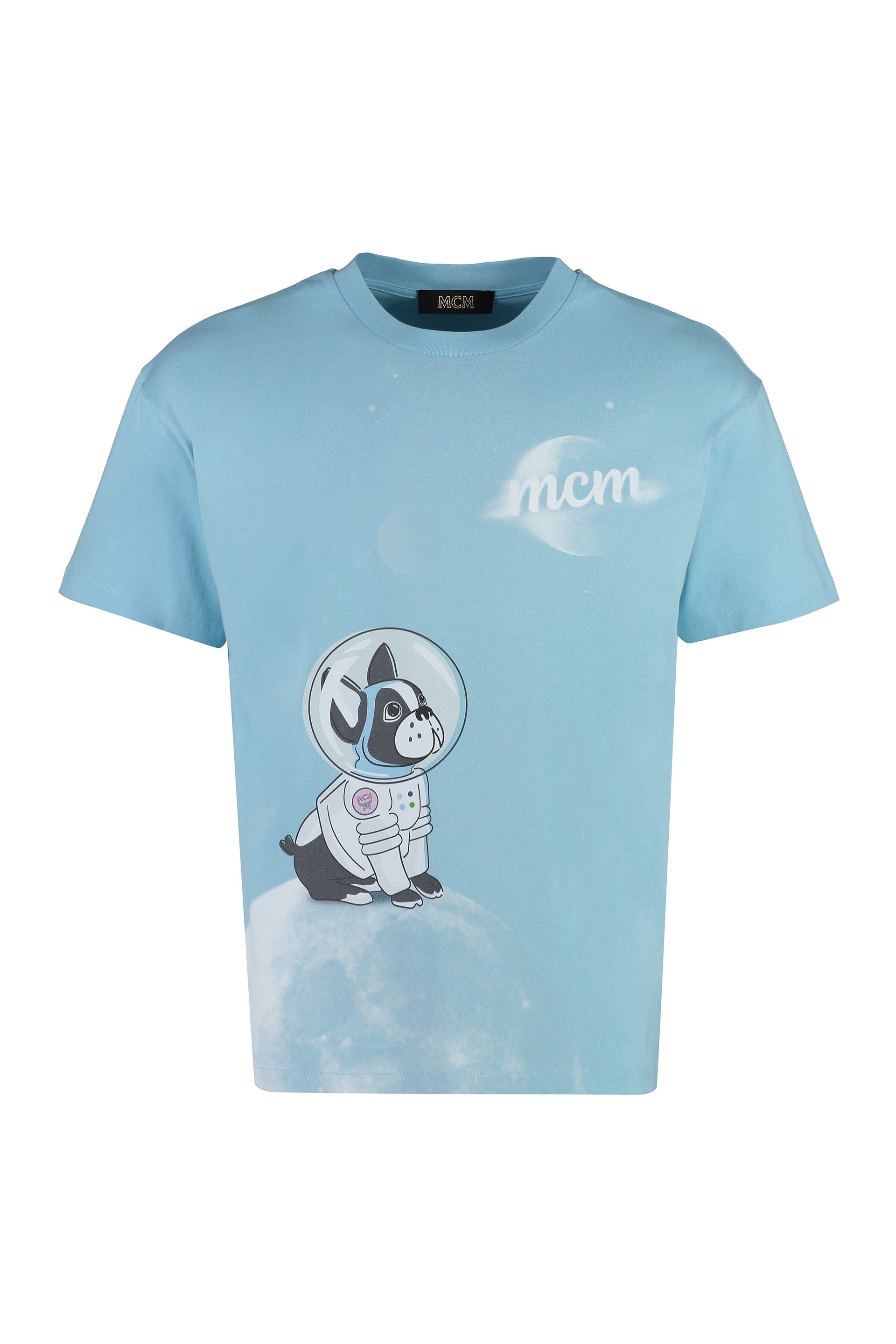 MCM Men's Printed Cotton T-Shirt with Ribbed Collar