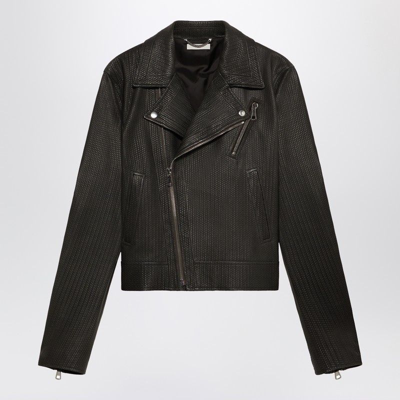 1989 STUDIO Classic Intreccio Leather Biker Jacket