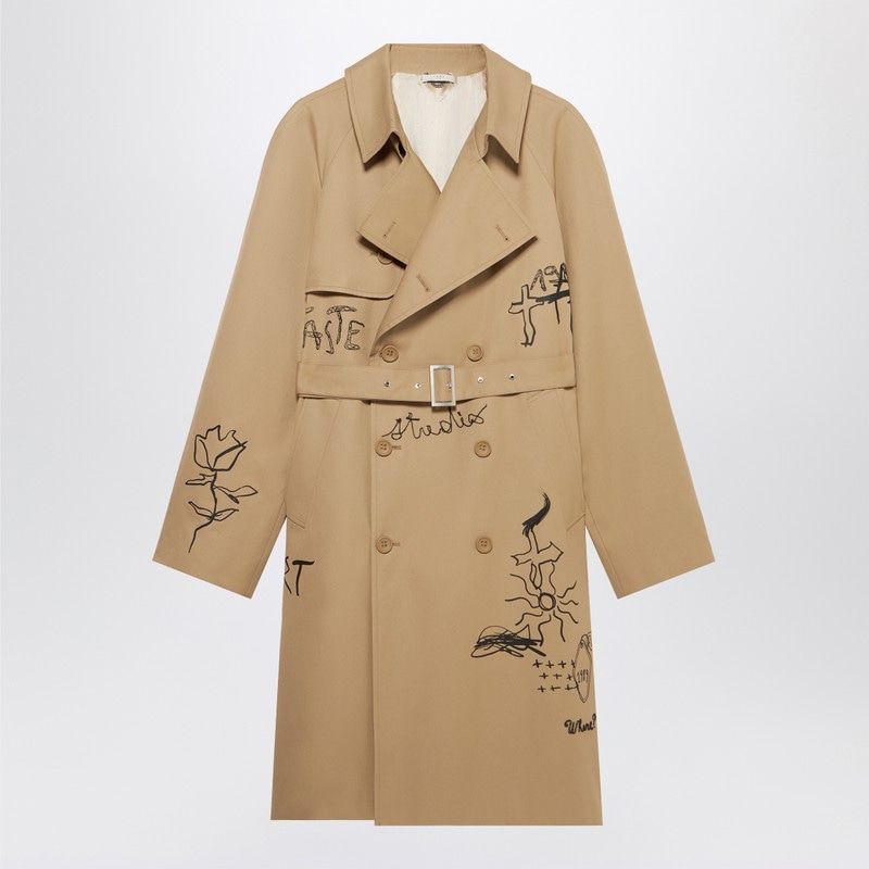 1989 STUDIO Oversized Trench with Scribble Pattern