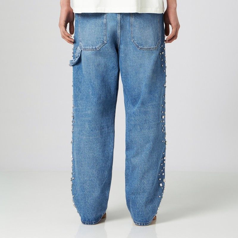 1989 Studio Baggy Loose Denim Pants with Crystal Embellishments