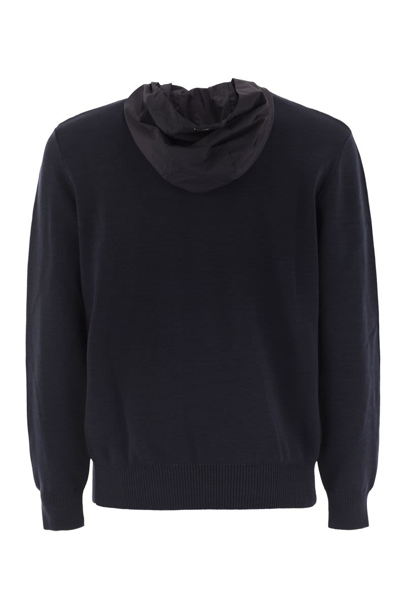 HERNO Men's Resort Double Cotton Knit and Nylon Hoodie - Regular Fit