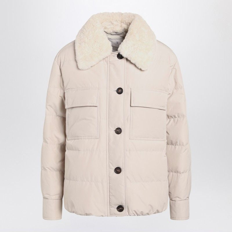 BRUNELLO CUCINELLI Women's Quilted Jacket with Fur Collar