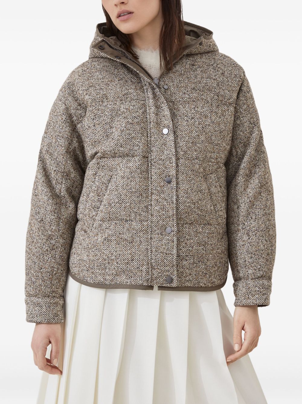 BRUNELLO CUCINELLI Chevron Down Jacket with Classic Hoodie