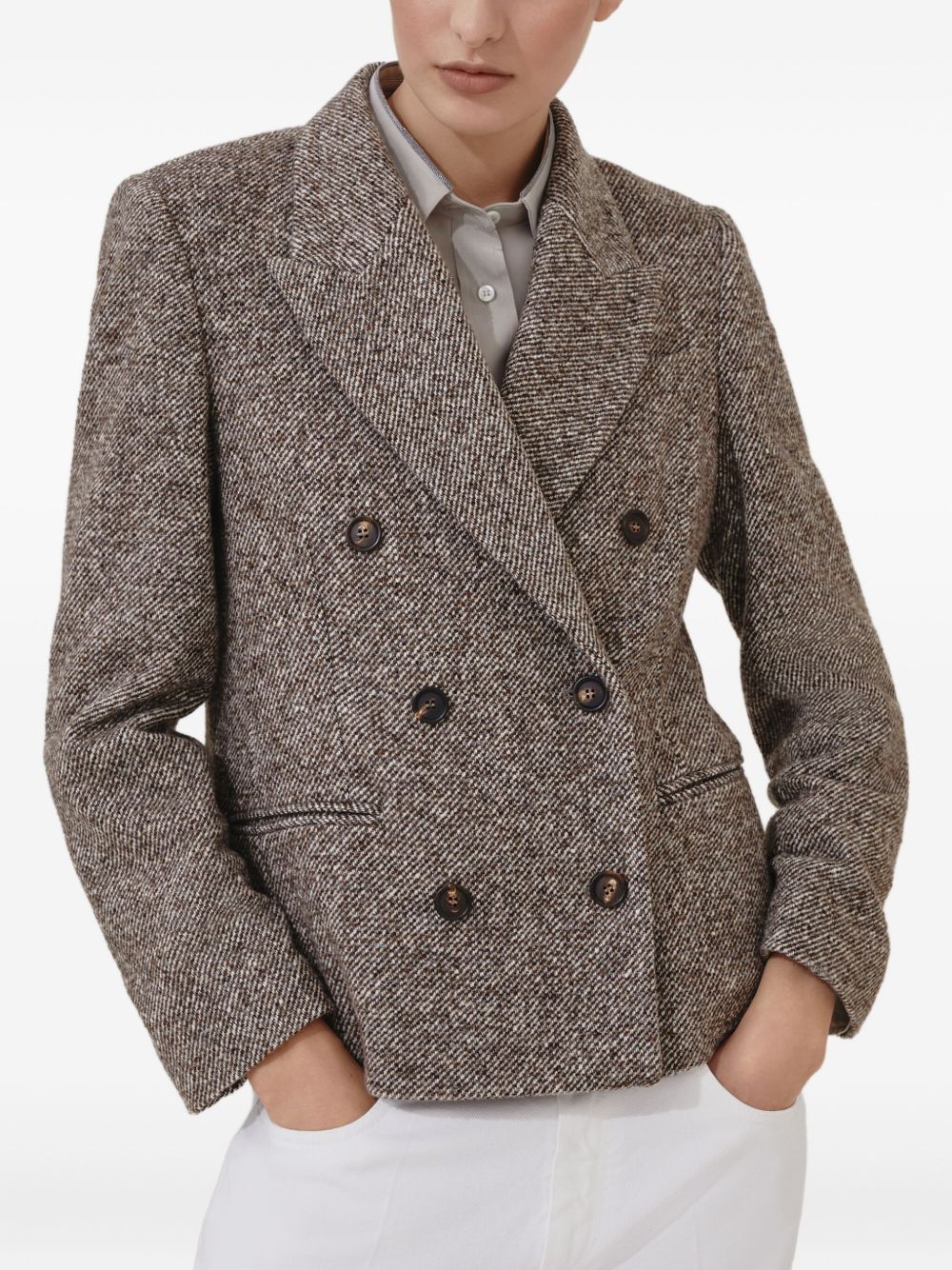 BRUNELLO CUCINELLI Melange Wool Jacket with Shiny Details for Her